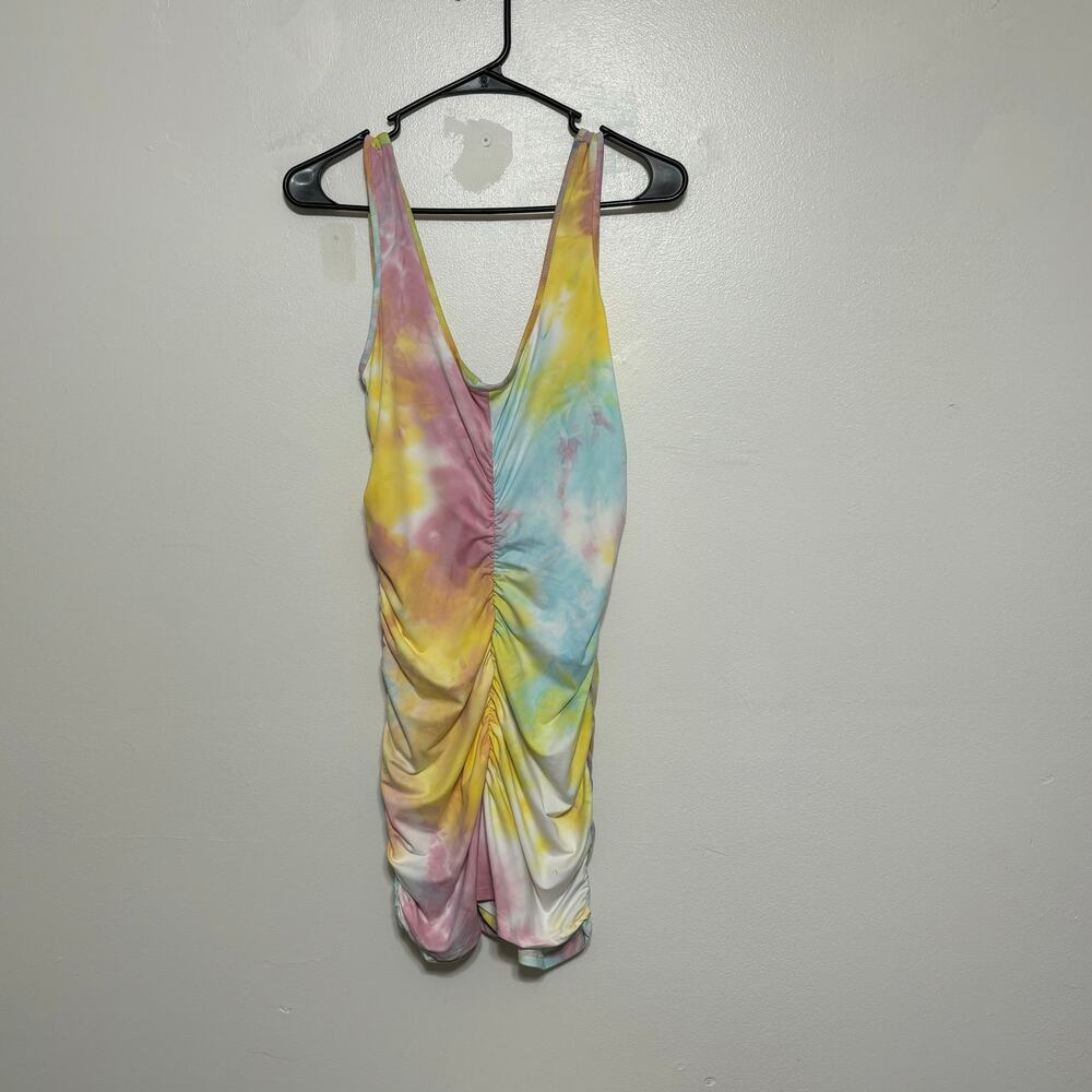 Fashion Nova Sweet Never Sour Tie Dye Ruched Romper NWT Large